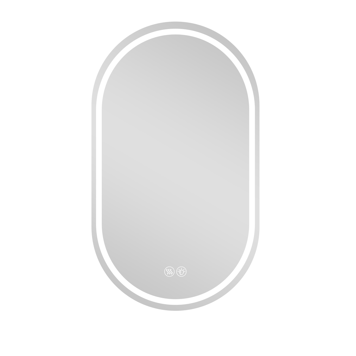 MODFU Badezimmer Spiegel Oval 100x60x3 cm mit LED-Beleuchtung dimmbar und Anti-Beschlag Touch Bedienung Silber Glas Metall Image