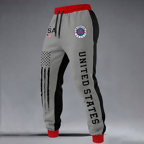Homme Drapeau américain Patriotique 250e anniversaire des États-Unis Joggings Pantalon Jogger Pantalons Taille Moyenne Taille élastique à cordon Mode Décontractée Fête Pantalon de survêtement