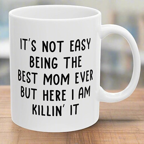 Mug cadeau humoristique pour maman, surprise pour la fête des mères, tasse à café en céramique «Meilleure maman du monde», cadeau original et amusant pour la fête des mères
