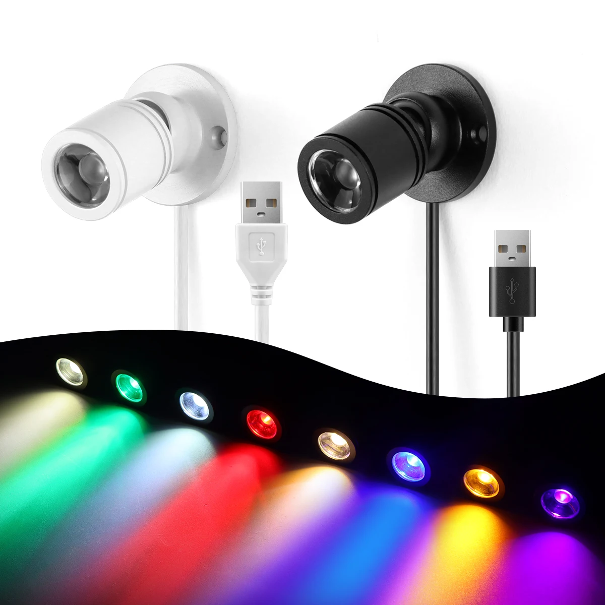 Kreativer USB-Mini-LED-Strahler zur Oberflächenmontage 30 ° Winkelverstellbar Rot/Grün/Blau/Lila/Gelb für Raumdecke Dez Image