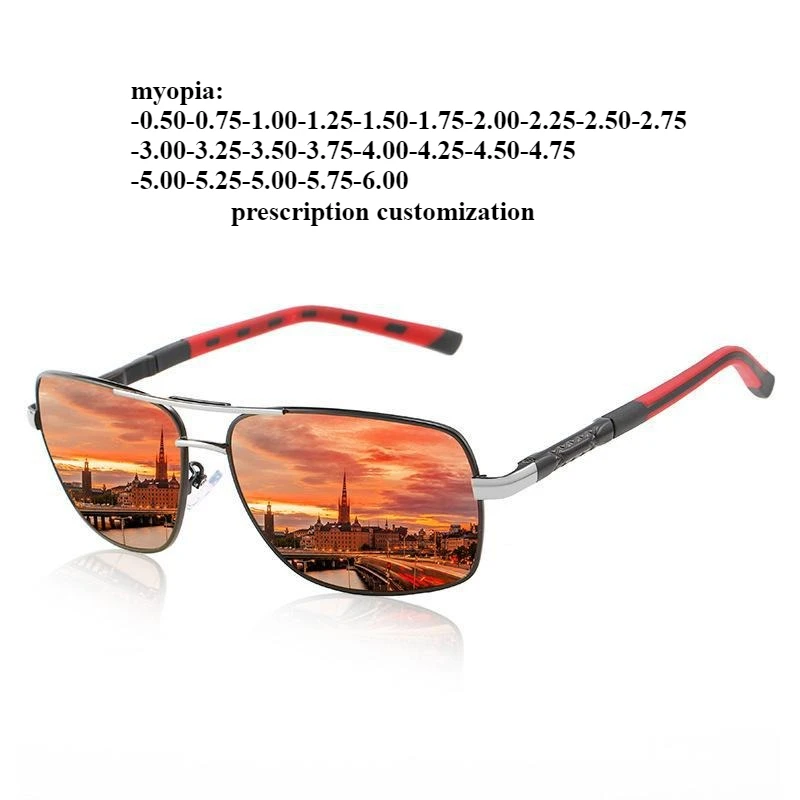 65-23 Neue Brille Herren polarisierte Sonnenbrille Doppelstrahl Grad Myopie Rezept Anpassung -0,50–1,00 Image