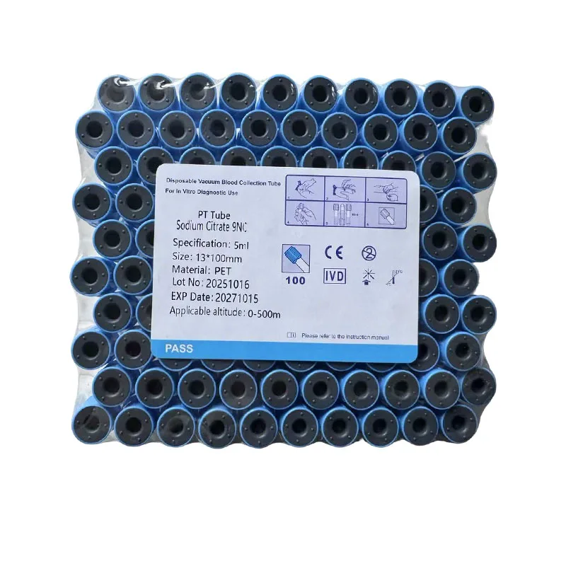 10ml/5ml/2ml Sterile, gebufferierte Natriumcitrat-Blutentnahmeröhrchen 1:9, 100 Stück, Kunststoffröhrchen für Haustiere, Laborbedarf Image