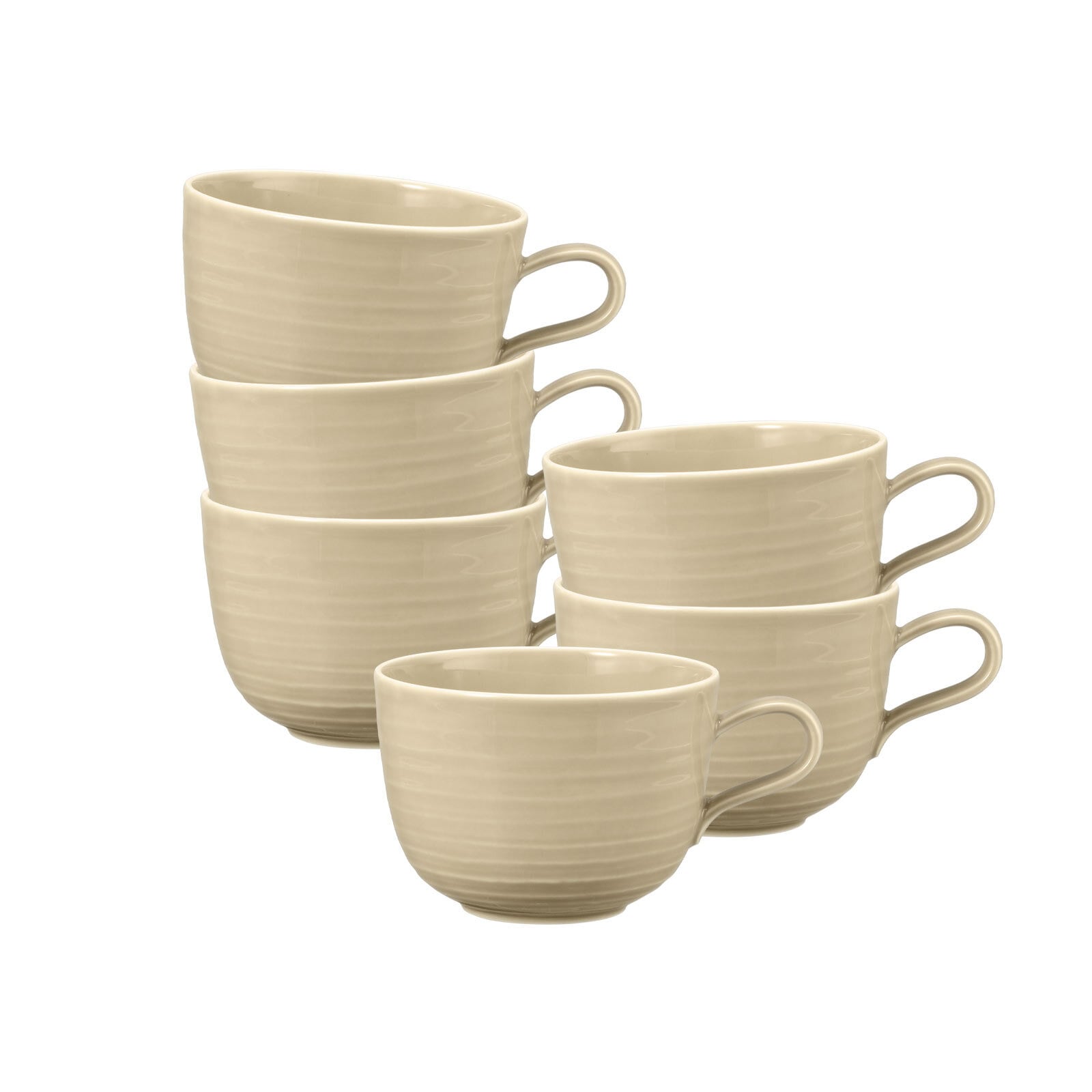 Tasse SELTMANN WEIDEN "Milchkaffeetassen Terra 400 ml 6er Set", beige (sandbeige), 6 tlg., Porzellan, Trinkgefäße, Tasse