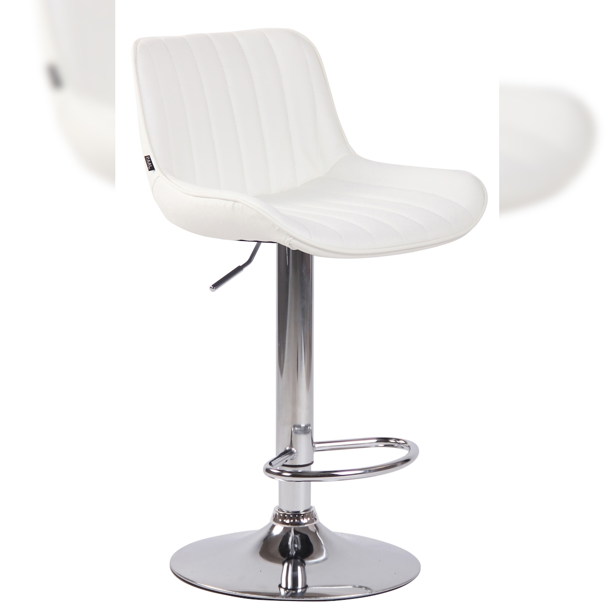 DELUKE Barhocker BEKIM - Kunstleder Weiß 50x50x86 cm Silber | Barstuhl Mit Lehne Drehbar Tresenhocker Tresenstuhl Kneipenhocker Kneipenstuhl Image