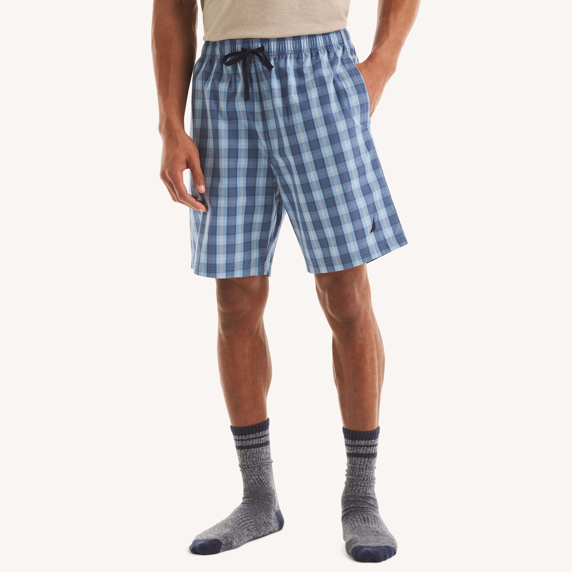 Nautica Men's Plaid Woven Sleep Short 962 (Blue Dive), XXL