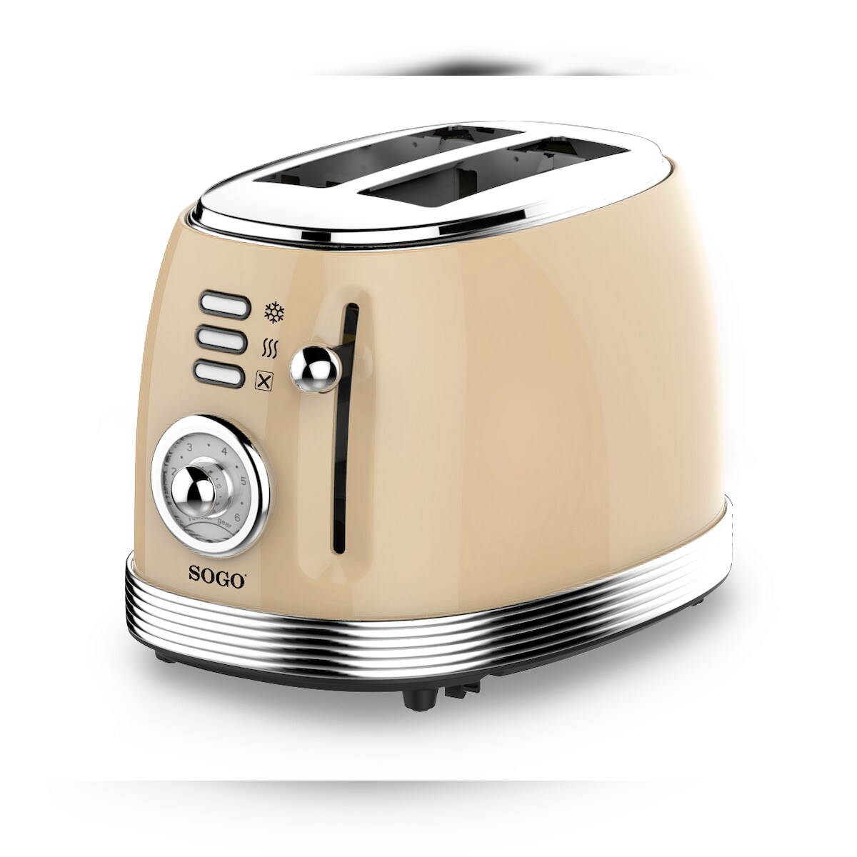 SOGO Retro‑Toaster für 2 Scheiben / 850W / 6 Bräunungsstufen / Auftauen und Aufwärmen / Beige Image