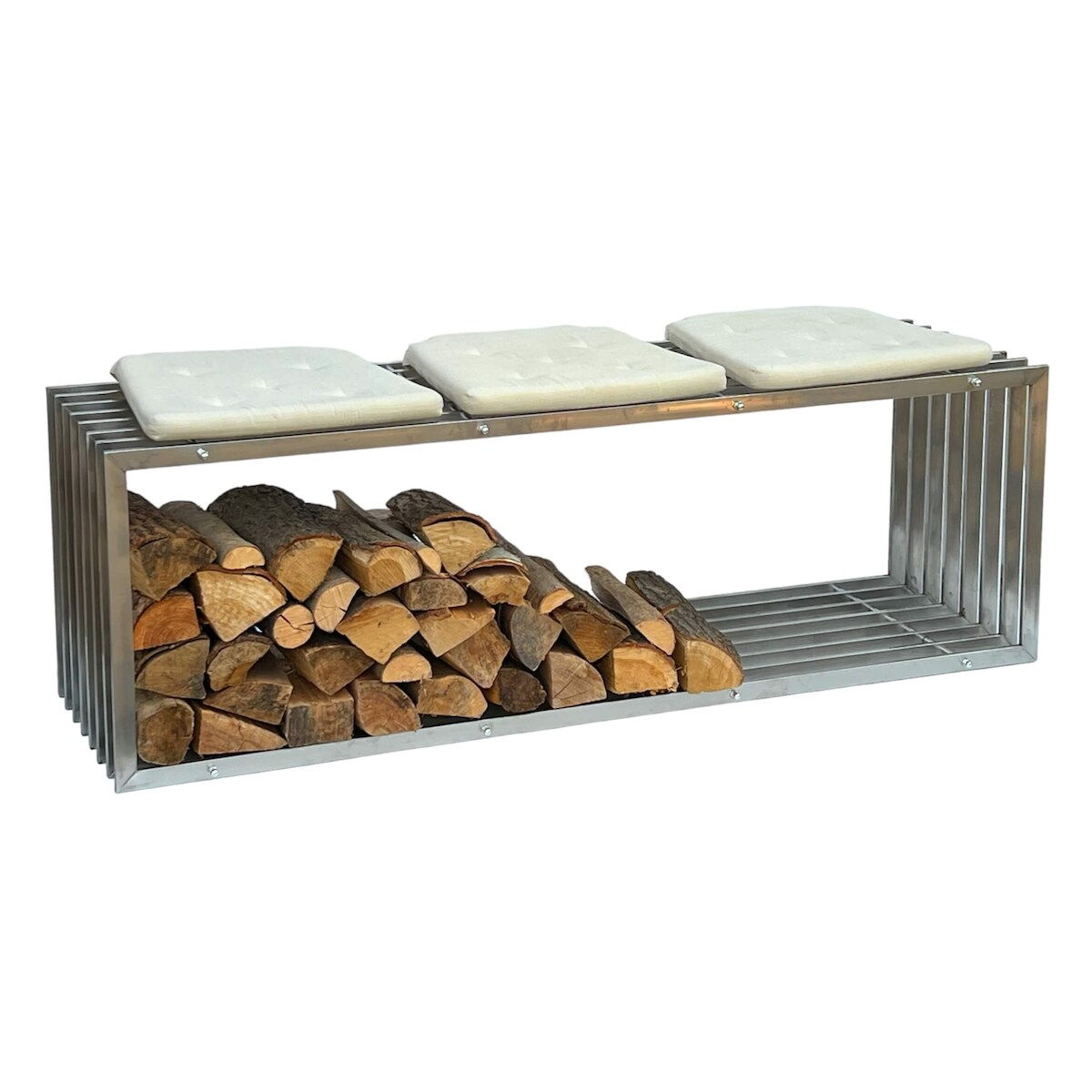 DanDiBo Kaminholzregal Innen Edelstahl Metall Kaminholzständer 96429 Brennholzregal 150 cm Holzkorb Kaminholzhalter Image