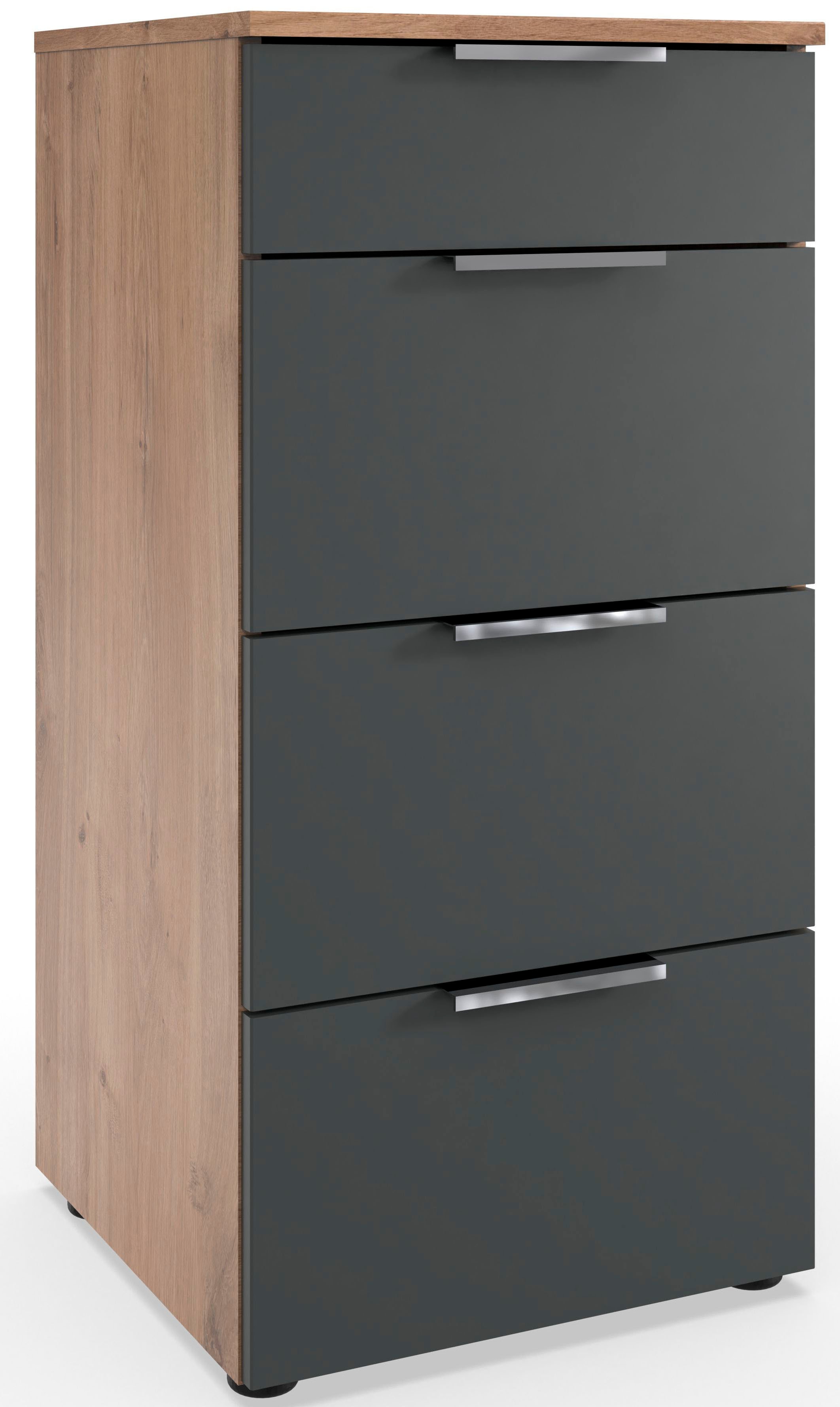 Schubkastenkommode WIMEX "Level by fresh to go", schwarz (front graphit, korpus plankeneiche nachbildung), B:41cm H:84cm T:41cm, Holzwerkstoff, Sideboards, 4 Schubladen mit soft-close Funktion, 41cm breit, 84cm hoch Image