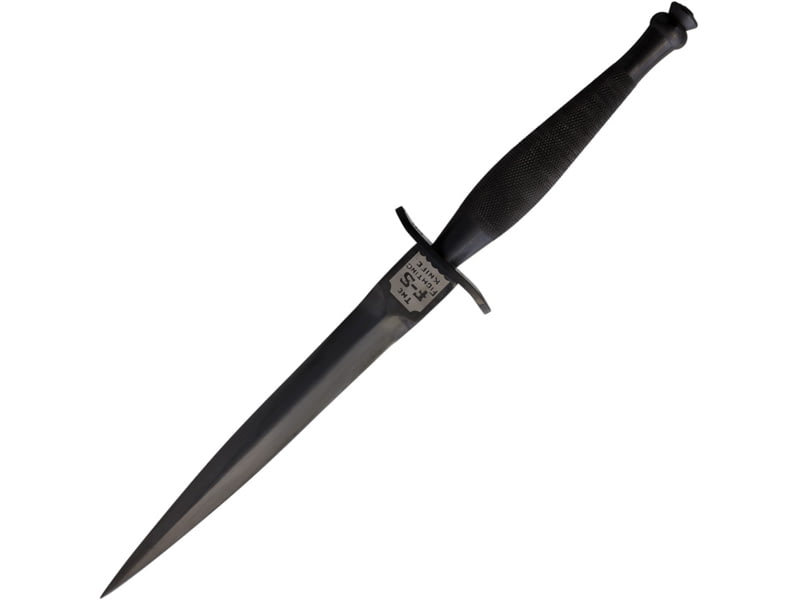 J. Adams Sheffield England Commando Dagger 12in Overall 7in Black Double Edge Stainless Dagger Blade Black Textured Stainless Handle SHE029