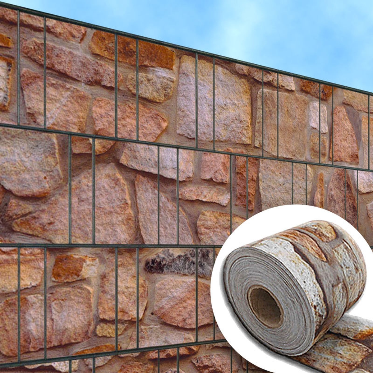 zaun|zu® Sichtschutz Sandstein bedruckter Sichtschutz 2,5m x 2,0m Image