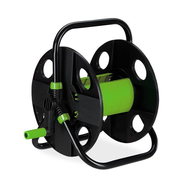 "relaxdays Schlauchtrommel »30 m 1/2"" Anschluss« schwarz / grün schwarz, 42x38x31 cm"