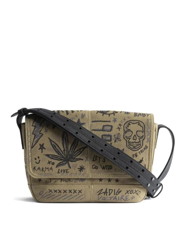 Printed Canvas Cross Body Bag - Black - Zadig & Voltaire Crossbody Bags