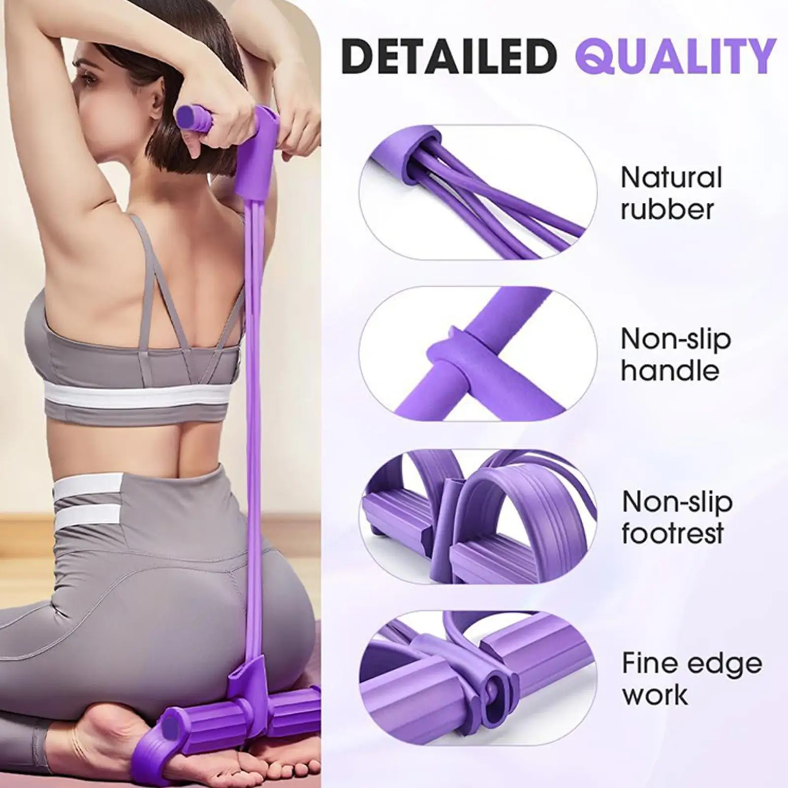Fitness Resistance Bands 4-Tube Pedal Ankle Puller Sit Up Leg Stretch Rope Exercise Bands Stretching Workout Fitness Bands