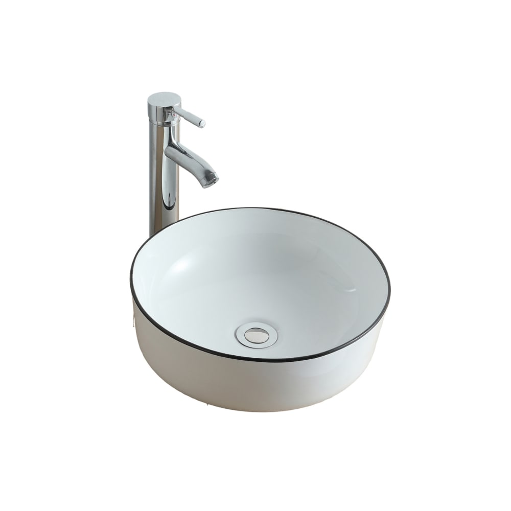 Vasque à poser ronde en céramique avec liseré 37cm