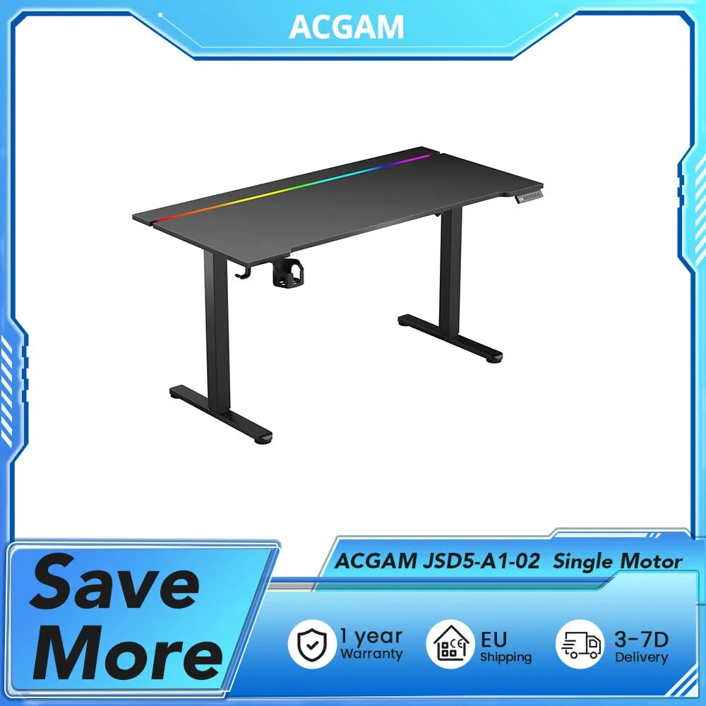 ACGAM JSD5-A1-02 Höhenverstellbarer Schreibtisch, zweiteilige Teleskopbeine, Einzelmotor, 20 mm/s, 720–180 mm, 6-Tasten-Handsteuerung Image