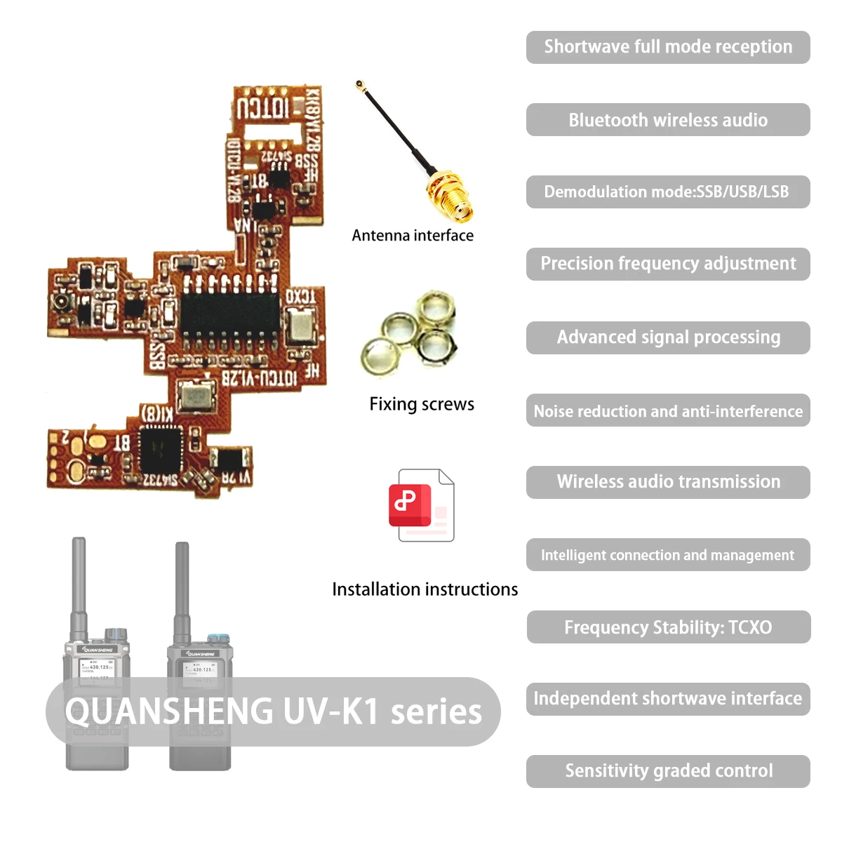 IOTCU V1.2B Bluetooth & Kurzwellen-SSB PCB Mod-Kit für Quansheng UV-K1 K18 Walkie-Talkie, HF AM FM SSB USB LSB Upgrade-Board Image