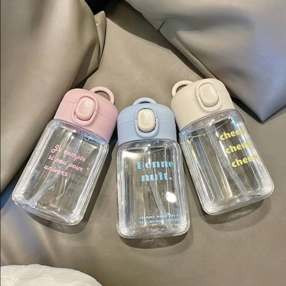 400 ml Kinder-Schnabeltasse mit Strohhalm – niedliche Cartoon-tragbare auslaufsichere Kunststoff-Wasserflasche für Kleinkinder, Getränkebecher Image