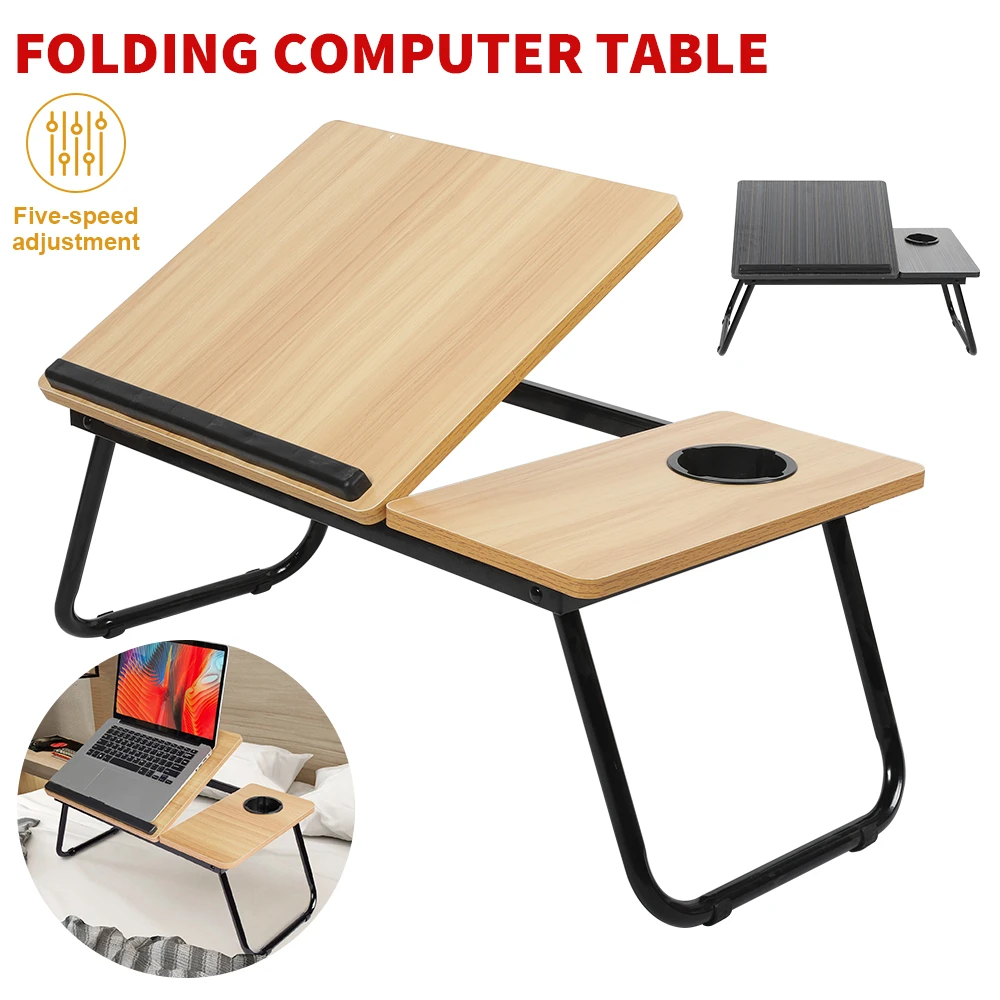 Tragbarer Lazy Table, zusammenklappbarer Computertisch, 5-stufige Höhenverstellung, Klapptisch für Sofa und Bett, Schlafsaal, Heim- und Schreibtisch Image