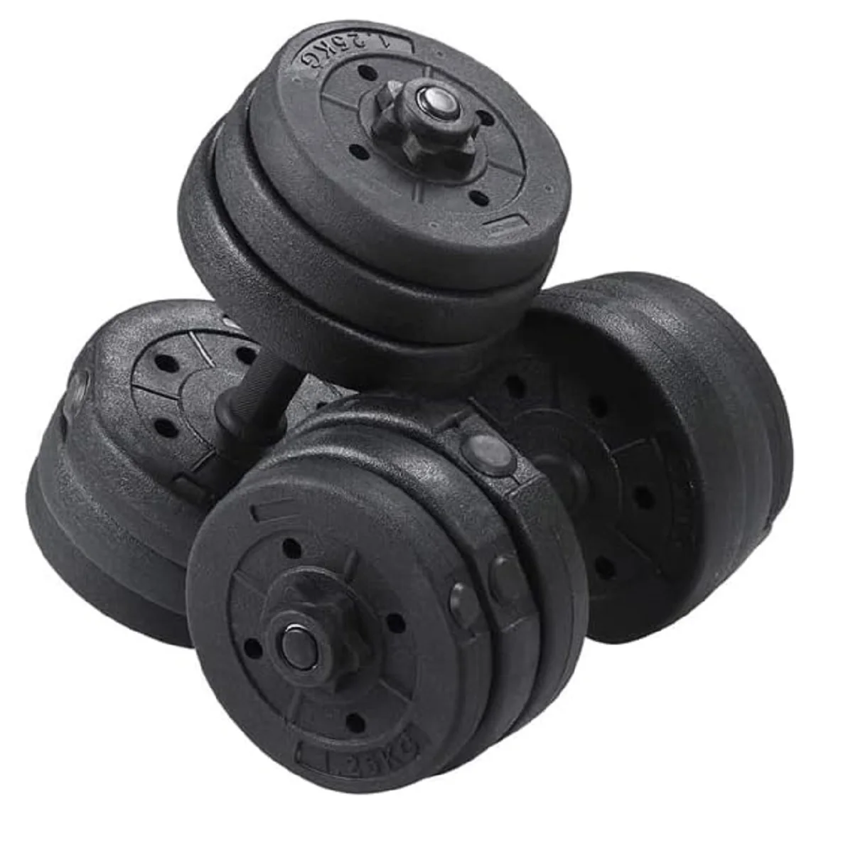 Body-Training-Set 2-in-1 – Barbell- und Langhantelstangen – Kombination aus Langhantelstange und Kurzhantelstange – Fitnessstudio-Muskeltraining – Schwarz-Rot/Schwarz Image