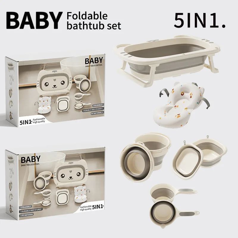 RJ323 Baby-Badewanne 5-teiliges Set Faltbare Baby-Badewanne Säuglings-Badewanne PP-Material Mit Temperatursensor Image