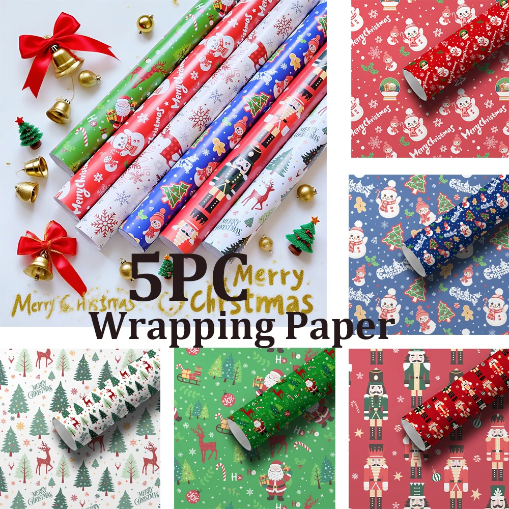 5PC Weihnachten Geschenkpapier Weihnachtsdekorationen Weihnachtsgeschenk Taschen Weihnachten Seidenpapier Weihnachtsgeschenke für Kinder Männer Frauen Image