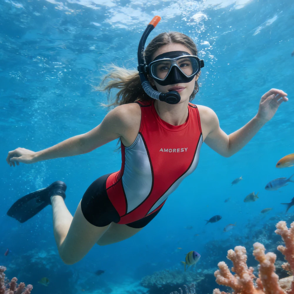 AMORESY Damen Japanischer Öl-Strand Patchwork Fitness Badeanzug Einteiliger Badeanzug Cosplay Ärmelloser Bodysuit Surf-Badeanzug Image