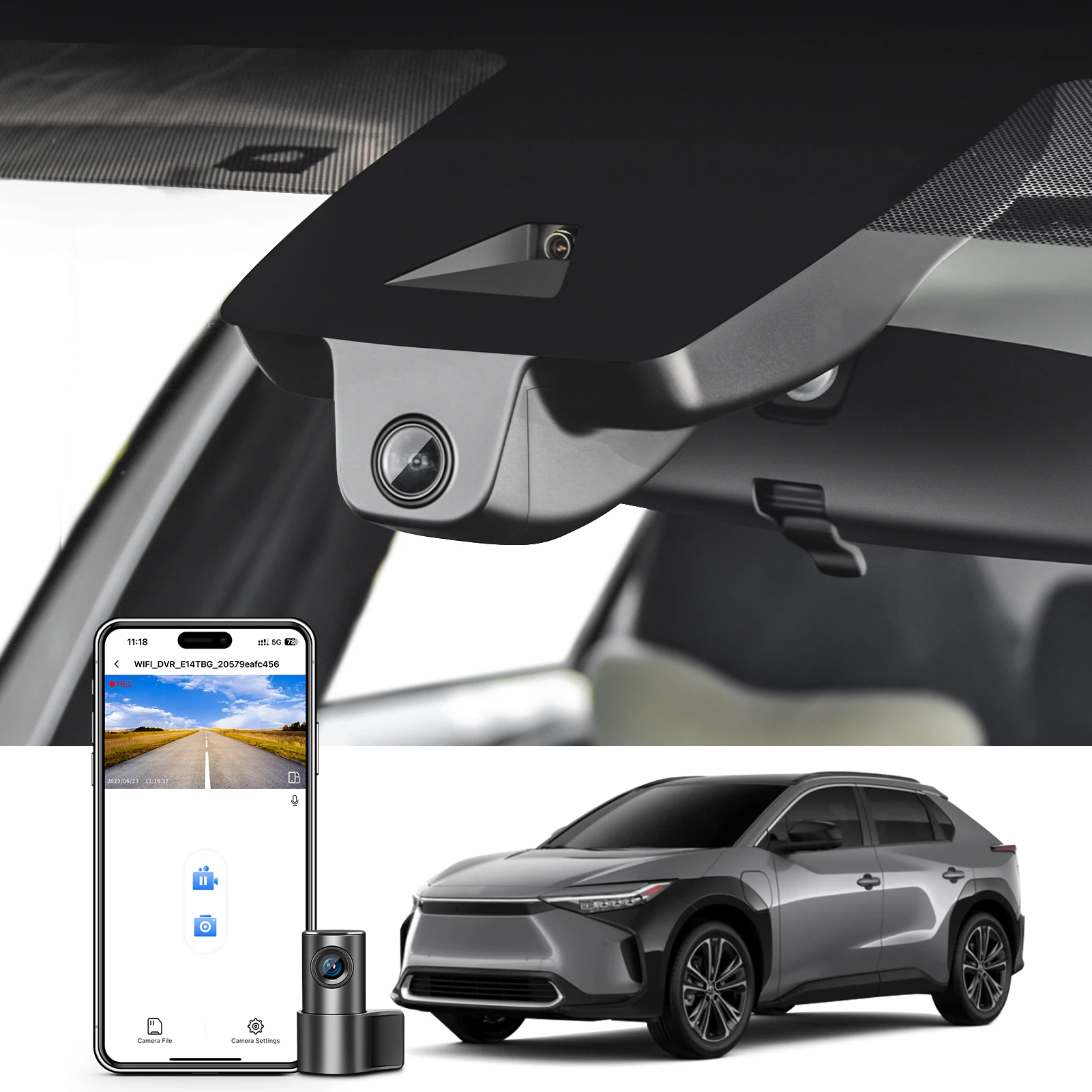 Mangoal 4K Dash Cam Für Toyota BZ4X 2023 2024 2025 XLE Begrenzte Auto Kamera Recorder HD Nachtsicht WiFi APP GPS DashCam Image