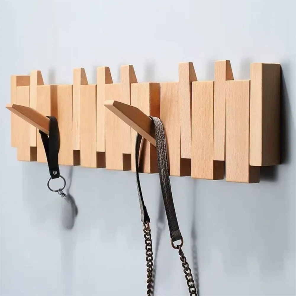 Neue kreative Wandgarderobe aus Holz in Klaviertastenform mit 8 Haken, Eingangstür, Veranda, Hängehaken, Kunsthüte, Organizer, Schlüssel