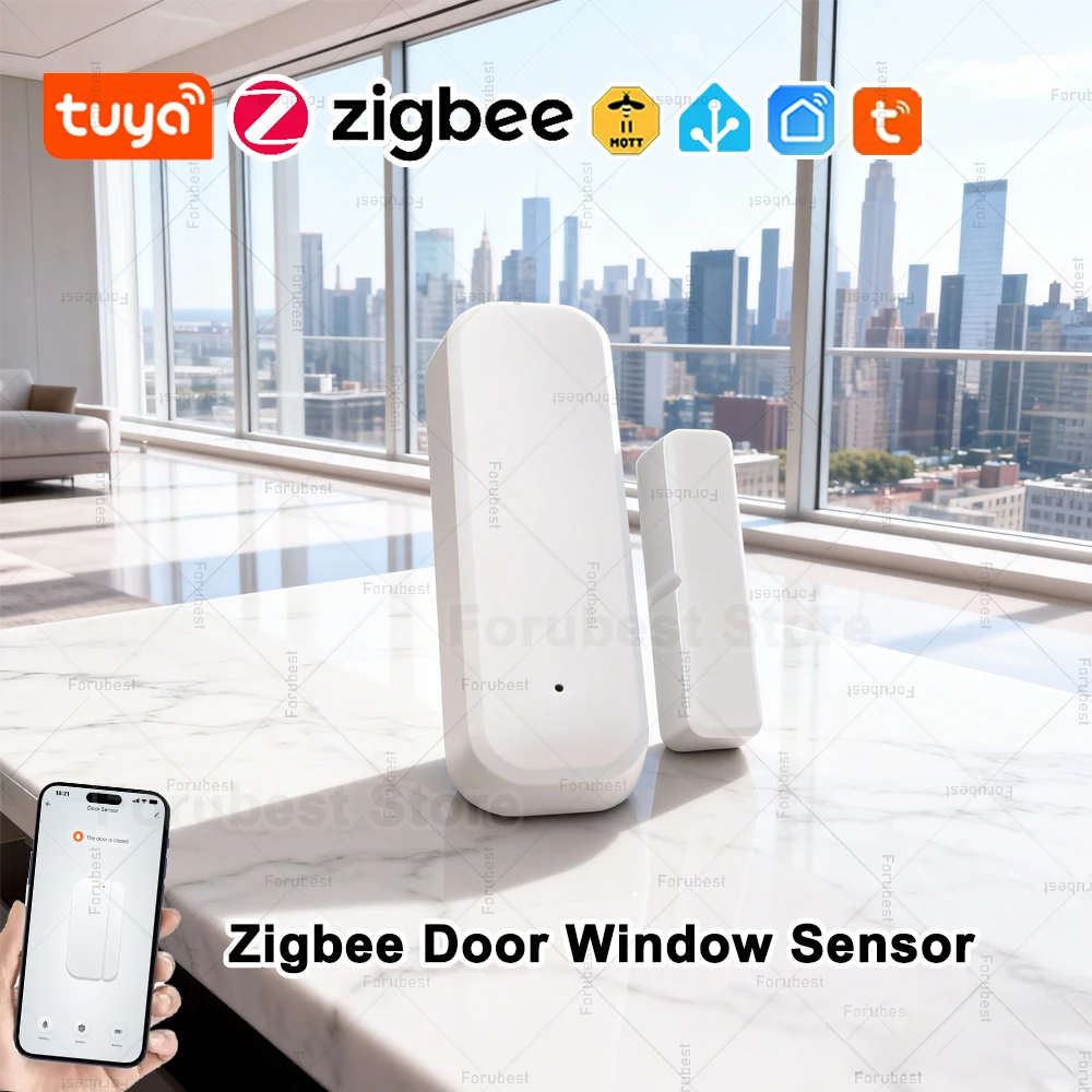 Tuya Smart Zigbee Tür Sensor Kontakt Sensor Fenster Tür Offen Geschlossen Detektor Home Security Schutz Gerät Funktioniert Mit Z2MQTT Image