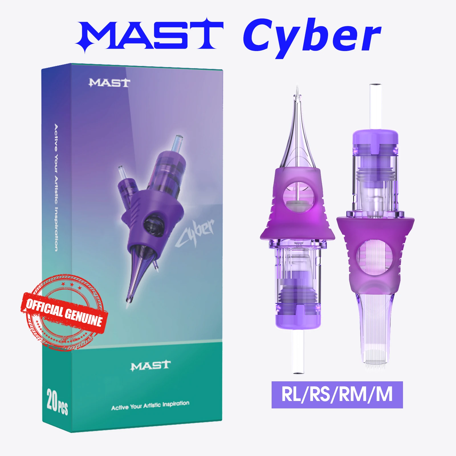 Mast Tattoo Cyber Cartridge Nadeln RL/RM/RS 0.18/0.25/0.30/0.35 Einweg 20 Stück Permanent Make-up Körperkunst für Tätowierer Image