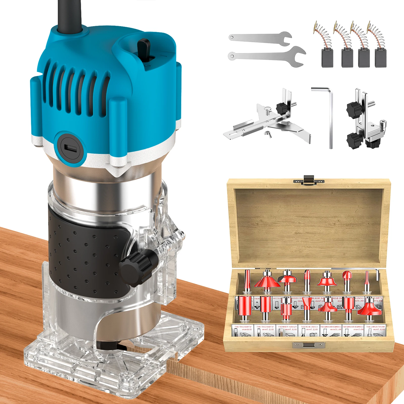 6-Gang 800W Elektrische Fräsmaschine 30000 U/min Holzbearbeitung Handgeführte Holzkantenfräse Heimwerker-Elektrowerkzeug Image