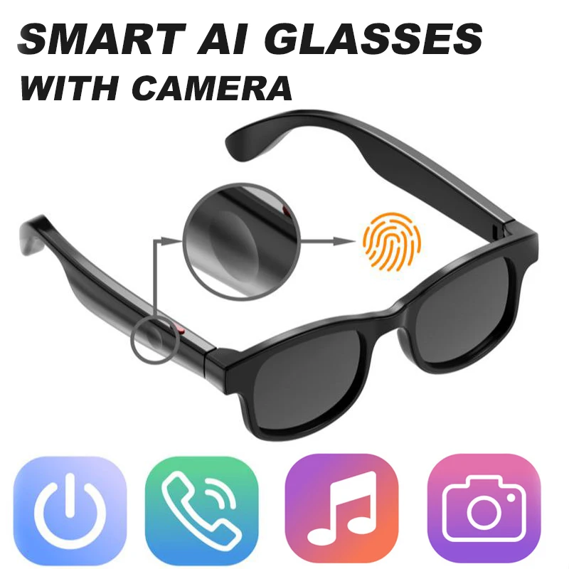 AIMB-V3 Intelligente Brille AI Sprachassistent Bluetooth Anruf mit HD-Kamera Modebrille Outdoor-Sport-Sonnenbrille für Männer Frauen Image