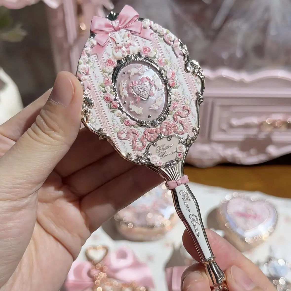 Flower Know Bunny Garde Serie Handspiegel Limitierte Auflage Weiß Blau Rosa Feenspiegel