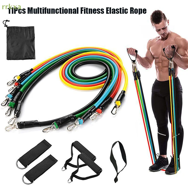 11-teiliges Set Muskeltrainingsgurte, multifunktionaler Fitness-Spanngurt, Fitness-Spannungs-Trainingsgurt, elastisches Seil