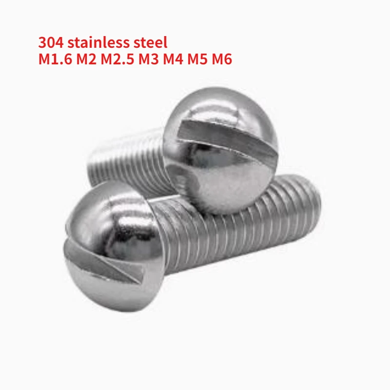 50/100/200 Stück M1,6 M2 M2,5 M3 M4 M5 M6 Gb67-76 304 Edelstahl halbrund Cup Pilz Schlitzantrieb Maschinenschrauben Image