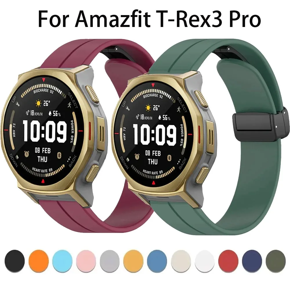 22mm 20mm Silikonarmband für Amazfit T-Rex3 Pro 48mm 44mm Magnetverschluss-Armband für Amazfit Balance 2-1/Active 2 Quadratischer Gürtel Image