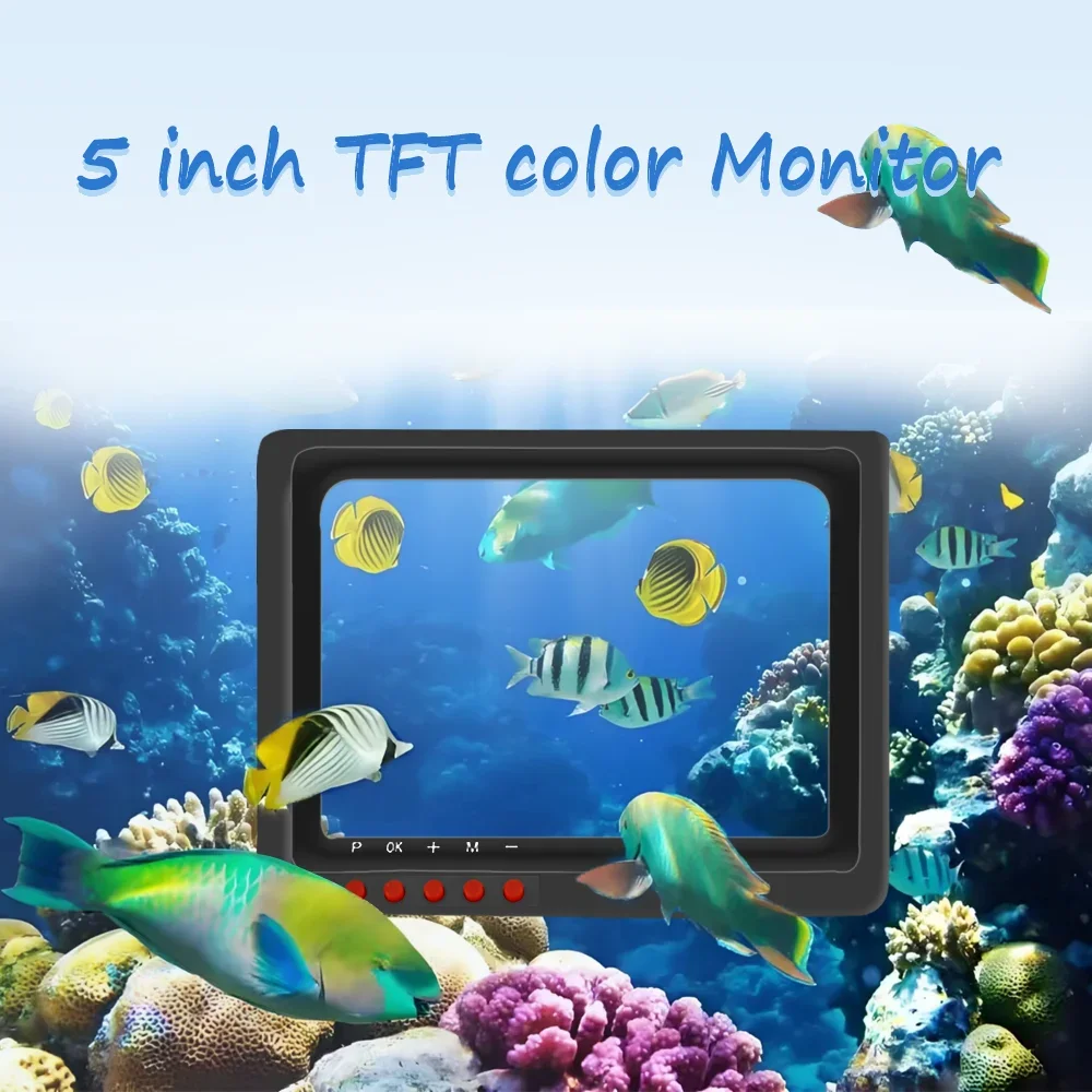 SY5A 5-Zoll-Monitor 4K-Kamera-Kit mit DVR, tragbare Unterwasser-Angelkamera, 20 m Kabel, Nachtsicht für Meer/Fluss-Eisfischen Image