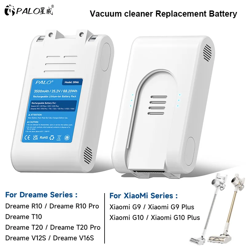 3500mAh Li-Ionen-Ersatzakku für Xiaomi Dreame G9 G9 PLUS G10 R10 R10 Pro T10 T20 V12S Kabelloser Staubsauger Zubehör Image