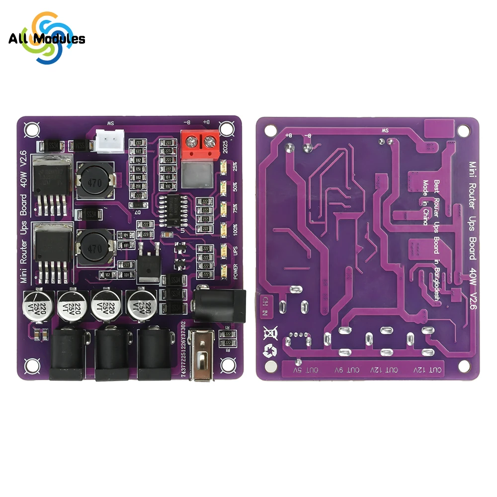 Mini-Router UPS-Platine 40W Akku-Ladeplatine 5V 9V 12V Ausgang Unterbrechungsfreie Stromversorgung für Router-Backup Image