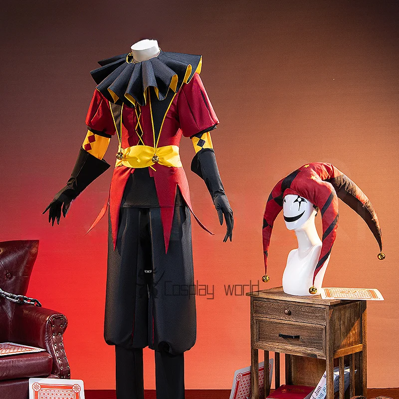 AUF LAGER Pierrot Harlequin Cosplay Perücke Spiel The Freak Circus【XS-3XL】DokiDoki-N Clown Herren Pierrot Cosplay Halloween Übergröße Image