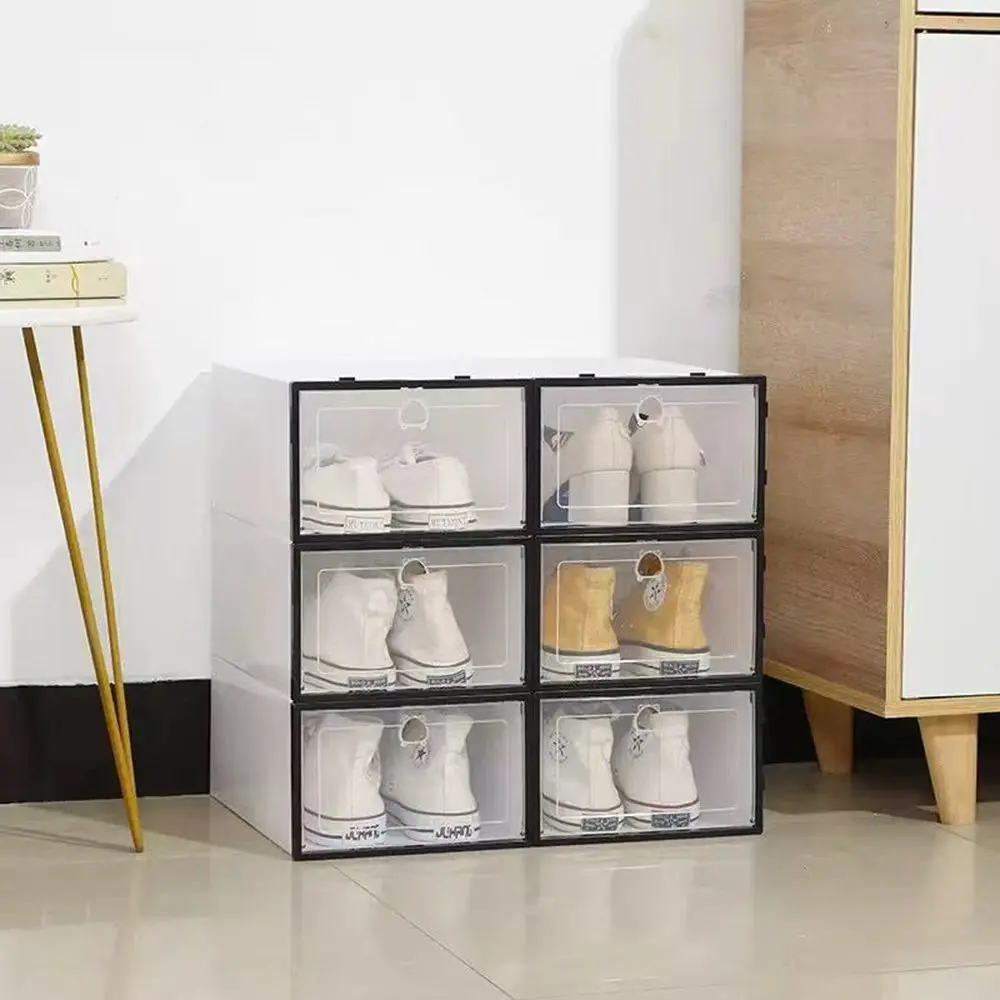 6er-Pack Transparente Schuhboxen Schuhorganizer Verstärkte Faltbare Staubdichte Aufbewahrungsbox Stapelbare Kombinierbare Schuhschränke im Angebot