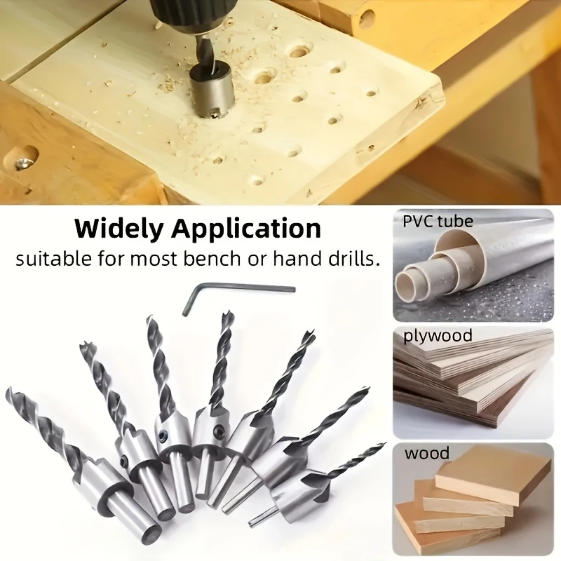 8 stücke HSS Senkkopf Bohrer Set 3-10mm Holzbearbeitung Werkzeug Fase Bohrer Loch Cutter Anfasen Reiben Bohrer bit Set Image