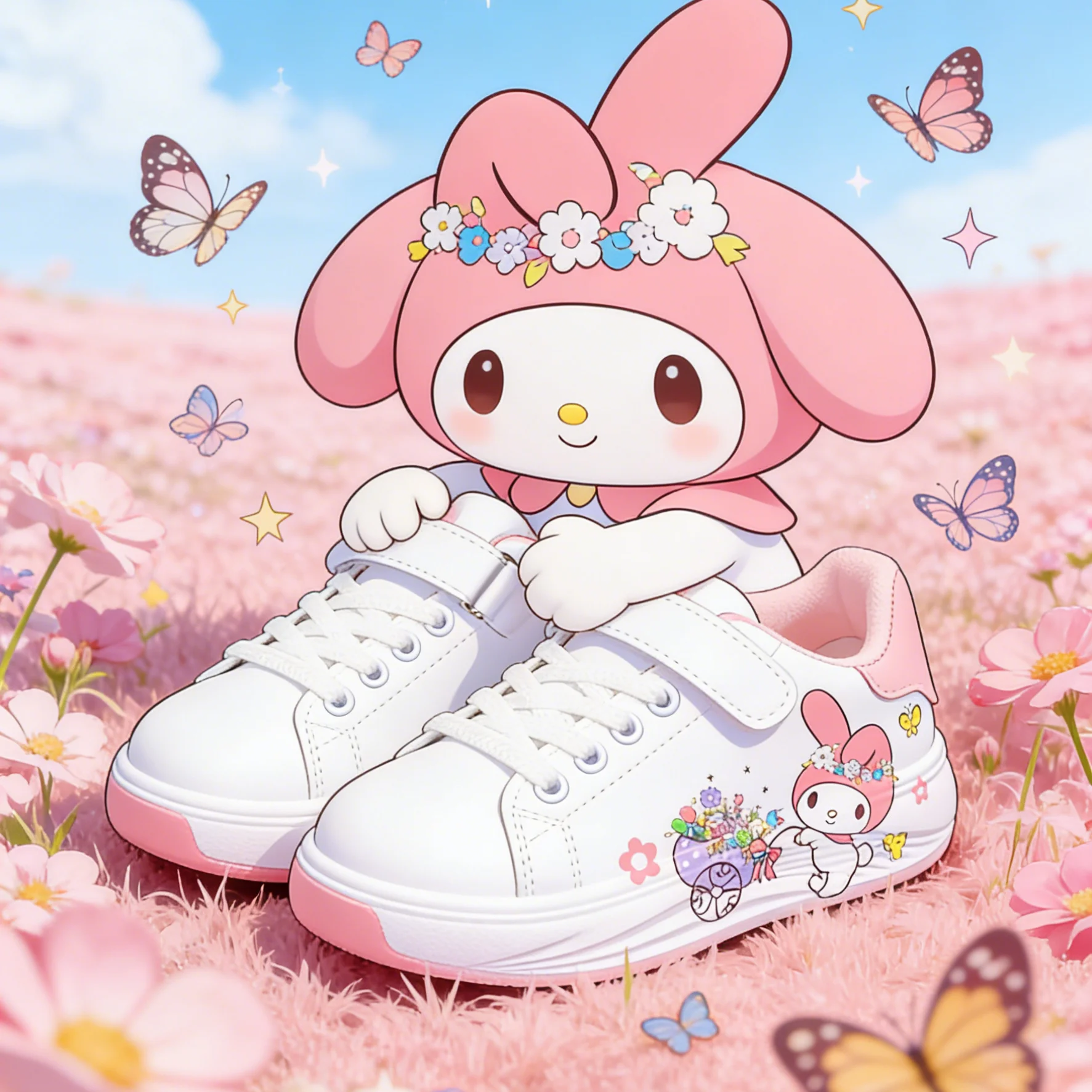 Weiße Schuhe für Babys und Mädchen, lässige Turnschuhe für Kinder, Cartoon-Motiv, weich, atmungsaktiv, modisch, weiße PU-Lederschuhe für Kinder, Größe 26–37