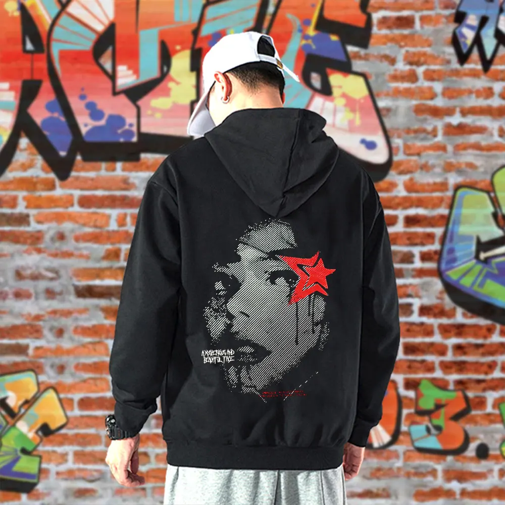Vintage Vogue Herren Hoodies KOURRTER Y2K Street Print Pullover Sport Tops Täglich Casual Sport Kapuzen Hochwertige Herrenbekleidung