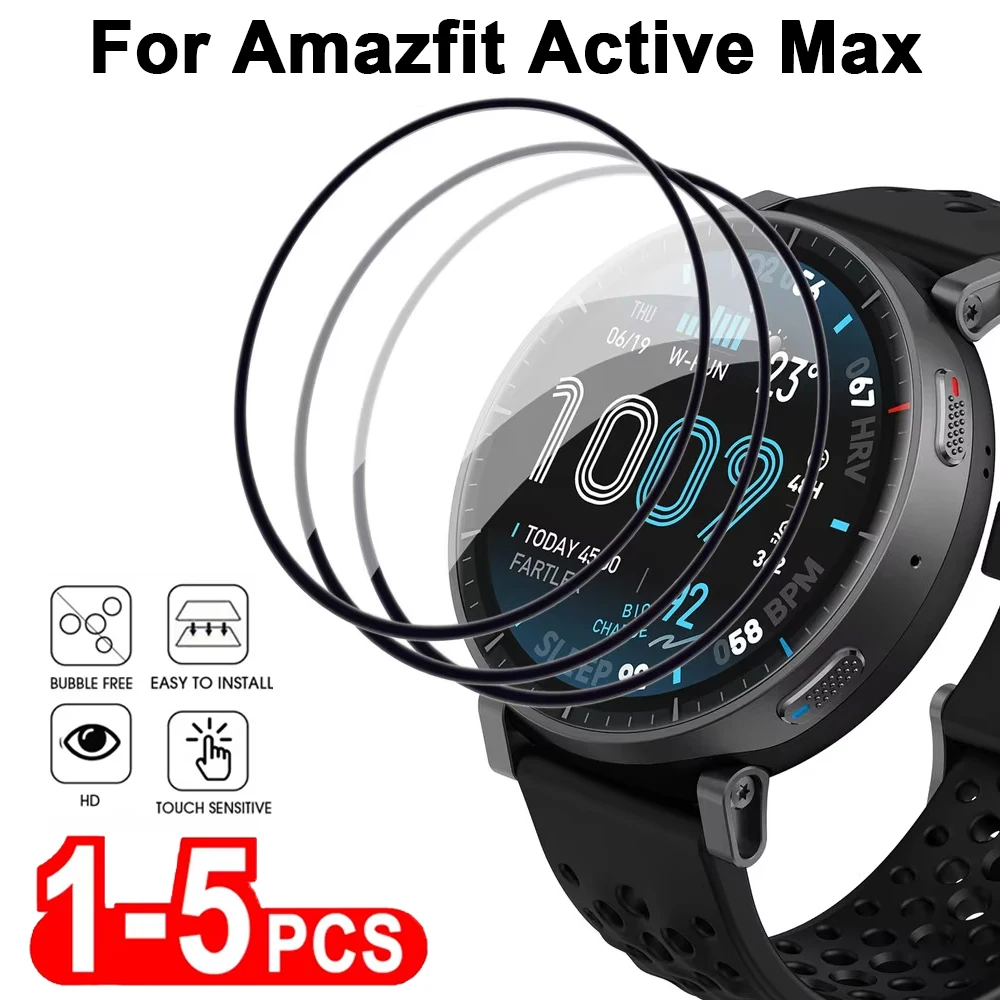 1-5PCS Schutzfolie für Amazfit Active Max TPU gebogene weiche Kantenabdeckung Anti-Kratzer für Amazfit Active Max Displayschutzfolie Image