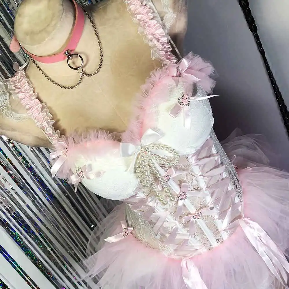 Pastell-Gothic Y2K Rosa Oberteile für Damen Gothic Punk Rock Vkei Grunge Emo Gyaru Korsett Gothic Lolita 2000er 90er Scene Core Kleidung