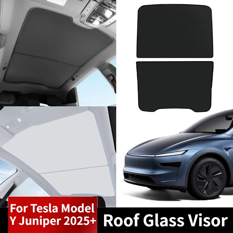 Dachglas-Visier für Tesla Model Y Juniper 2025 Geteiltes Verbessertes Schnallen-Visier Wärmeisolierend Sonnenschutz und UV-Schutz Image