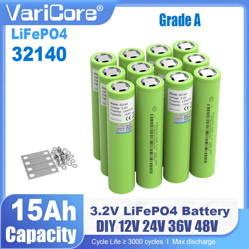 3,2V 32140 15Ah LiFePO4 Batterie Lithium-Eisenphosphat für DIY 4s 8s 12V 24V 30AH Golfwagen Offroad-Boot Golfwagen Elektrowerkzeuge Image