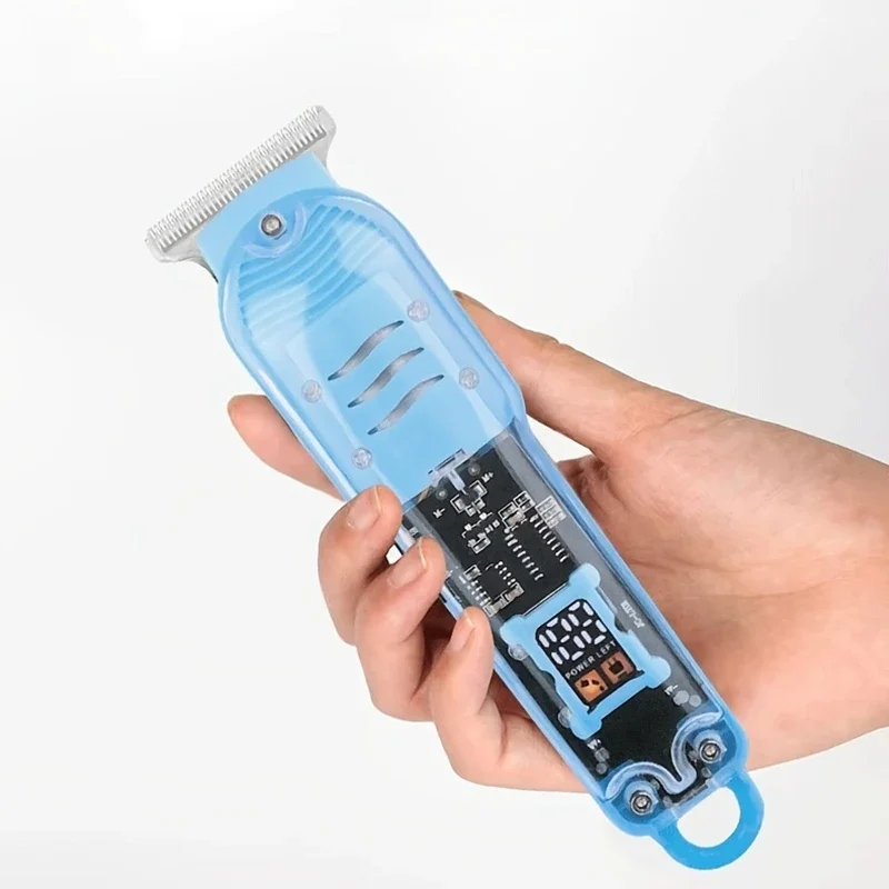 Professioneller elektrischer Haarschneider mit transparentem Körper für Männer, wiederaufladbarer USB-Trimmer, Haarschneidemaschine, Weihnachtsgeschenk für Ihn Image