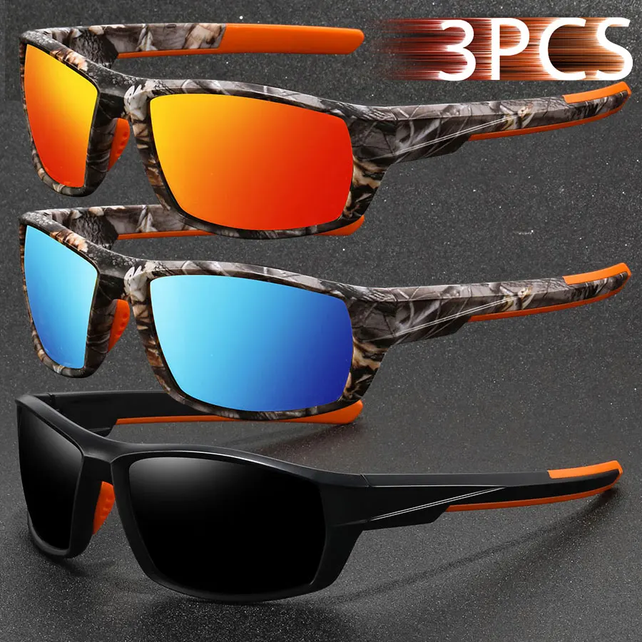 3er-Set modische Camouflage-Sonnenbrillen im Vintage-Stil für Herren und Damen – ideal zum Angeln, Radfahren, Laufen und Bergsteigen Image